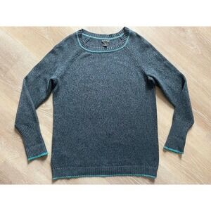 Eddie Bauer Women L Navy Teal Cotton Pullover Sweater Gorpcore Outdoors Hiking‎